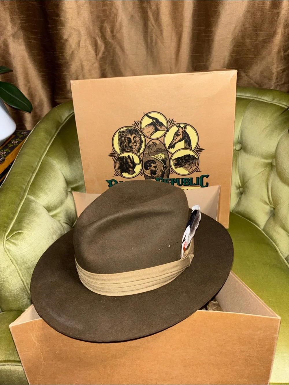 Vintage New Banana Republic Brown Fedora Safari Travel Indiana Jones Hat Wool 7